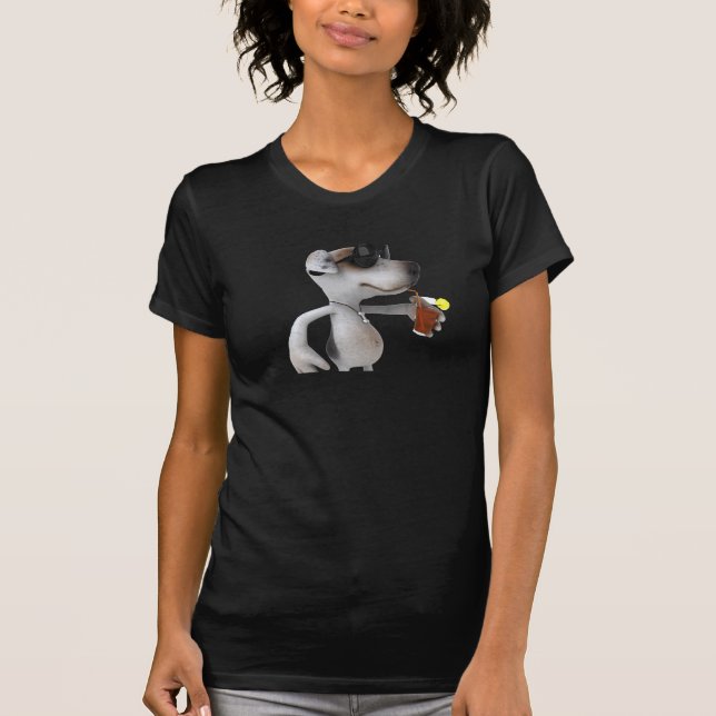 Jack Russell que veste o t-shirt das mulheres dos (Frente)