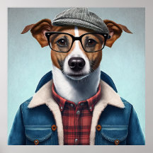 Jack Russell Terrier Hipster Cão Poster