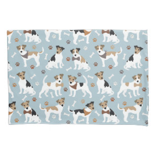 Jack Russell Terrier Paws e Travesseiro de ossos