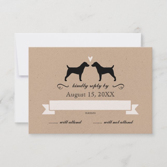 Jack Russell Terrier Silhouettes Casamento RSVP (Frente)