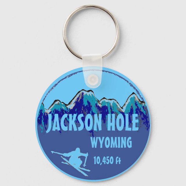 Jackson Hole Wyoming chaveiro de ski azul (Frente)