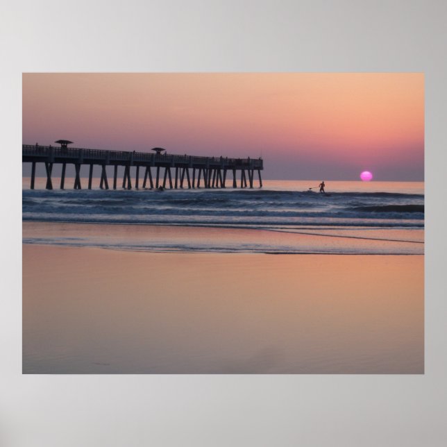 Jacksonville Beach, Flórida Sunrise Poster (Frente)