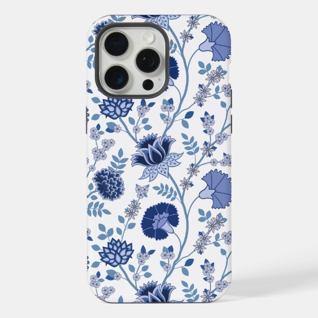 Jacobean Floral Big Pattern Blues em Branco (Verso)
