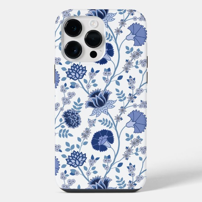 Jacobean Floral Big Pattern Blues em Branco (Verso)