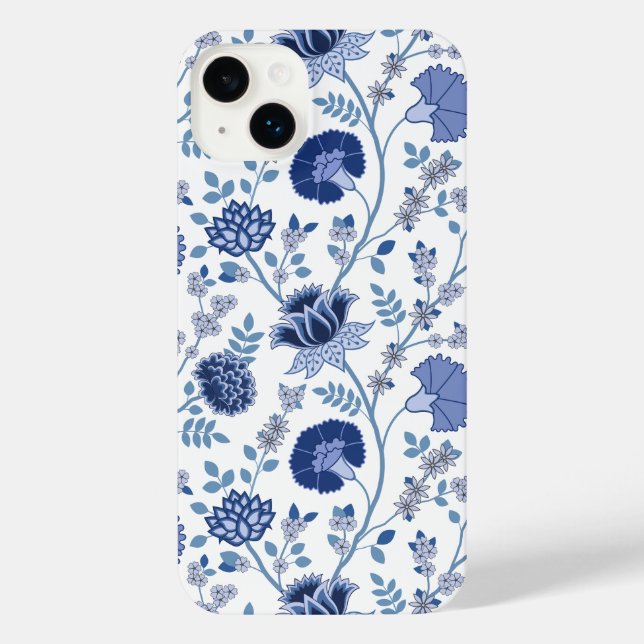 Jacobean Floral Big Pattern Blues em Branco (Verso)