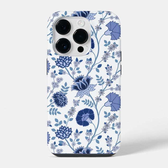 Jacobean Floral Big Pattern Blues em Branco (Verso)