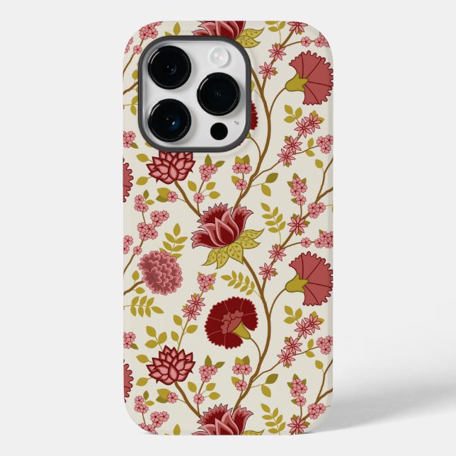 Jacobean Floral Big Pattern Reds Pinks Dourado Cre (Verso)