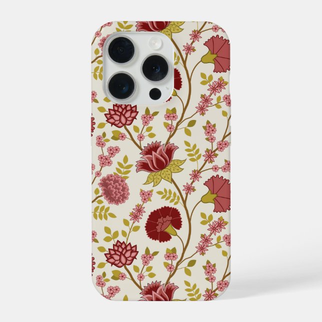 Jacobean Floral Big Pattern Reds Pinks Dourado Cre (Verso)