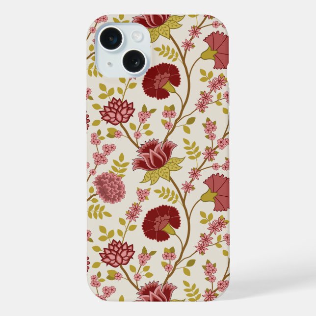 Jacobean Floral Big Pattern Reds Pinks Dourado Cre (Verso)