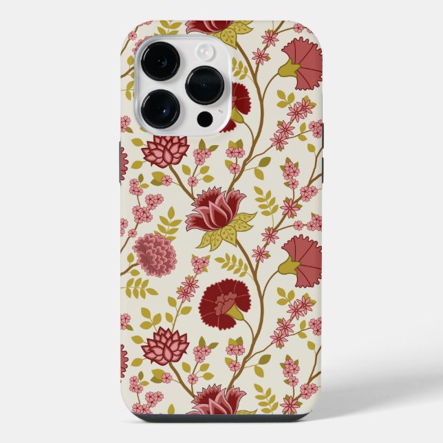 Jacobean Floral Big Pattern Reds Pinks Dourado Cre (Verso)