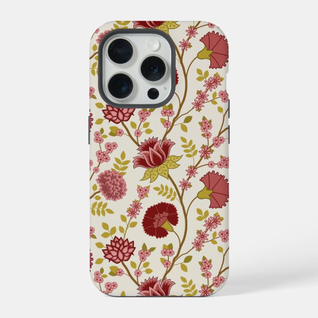 Jacobean Floral Big Pattern Reds Pinks Dourado Cre (Verso)
