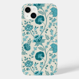 Jacobean Floral Big Pattern Teals em Creme