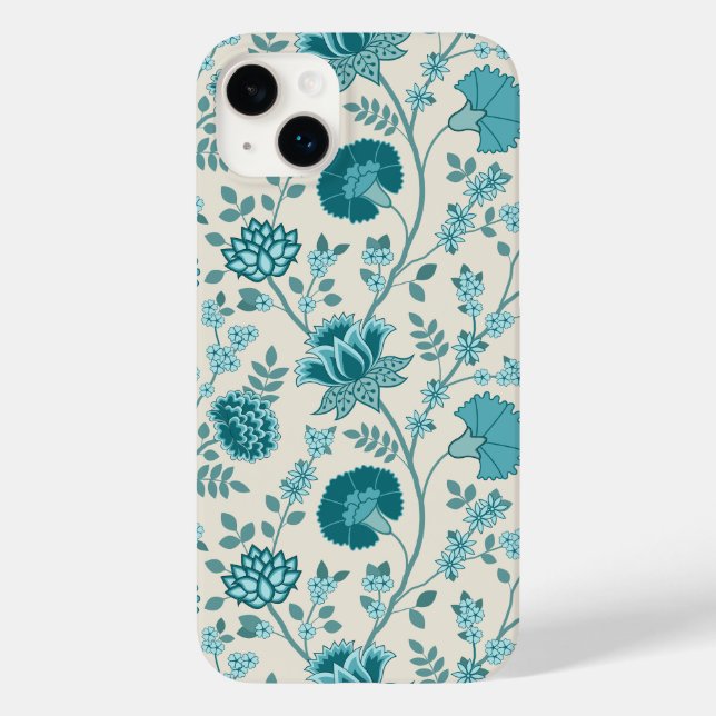 Jacobean Floral Big Pattern Teals em Creme (Verso)
