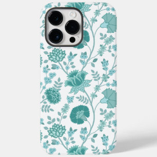 Jacobean Floral Big Pattern Teals on White