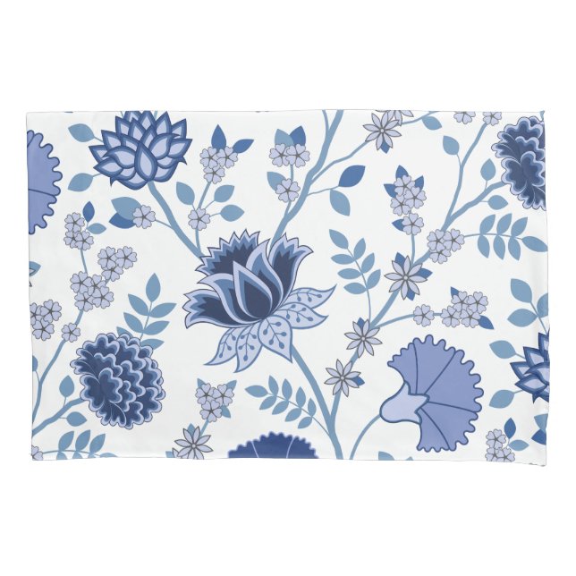 Jacobean Floral Lg Pattern Blue em Branco (Frente)