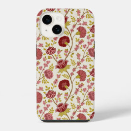 Jacobean Floral Reds Pinks Dourado Cream