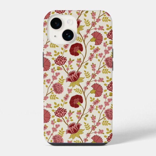 Jacobean Floral Reds Pinks Dourado Cream (Verso)