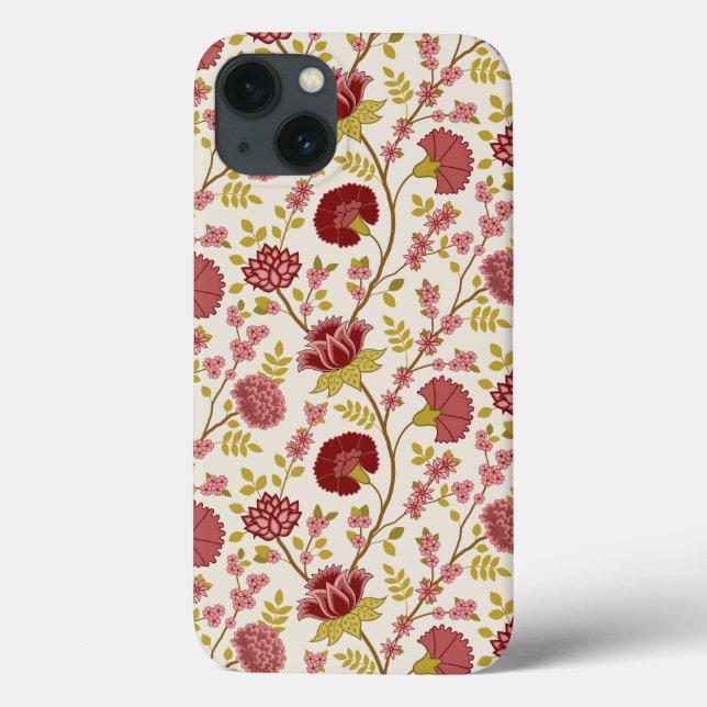 Jacobean Floral Reds Pinks Dourado Cream (Verso)