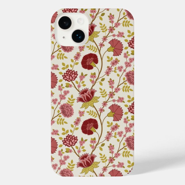 Jacobean Floral Reds Pinks Dourado Cream (Verso)