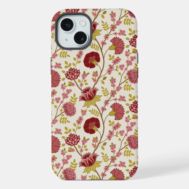 Jacobean Floral Reds Pinks Dourado Cream (Verso)