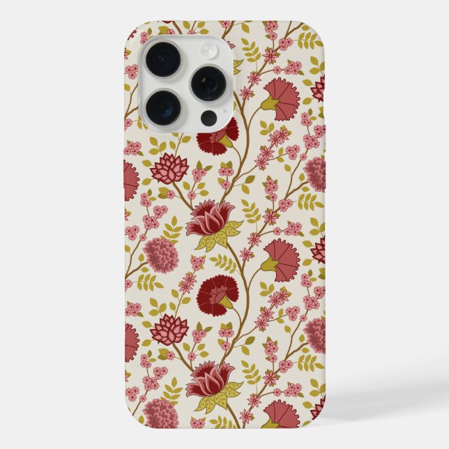 Jacobean Floral Reds Pinks Dourado Cream (Verso)