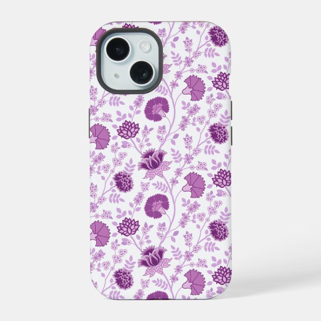 Jacobean Floral Repetir Padrão Pinks em Branco (Verso)
