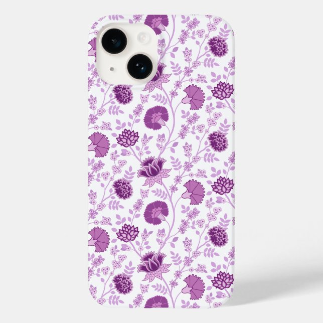 Jacobean Floral Repetir Padrão Pinks em Branco (Verso)