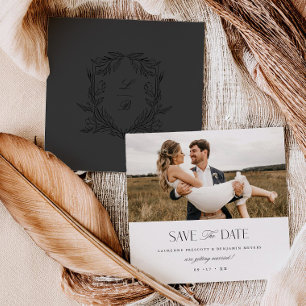 Jacquard Crest Salve o Cartão com fotos de Casamen