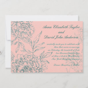 Jade de Coral de Convite para Casamento Botânico