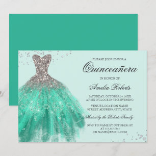 Jade Green Sparkle Vestir Quinceanera Convite