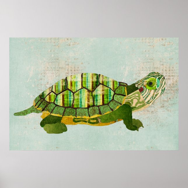 Jade Turtle Azure Art Poster (Frente)
