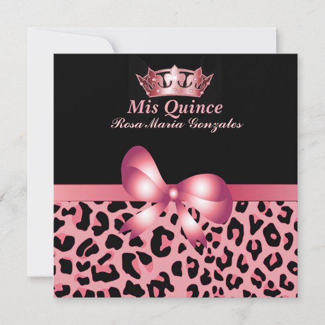 Jaguar Impressão e Crown Quinceañera Convite (Frente)