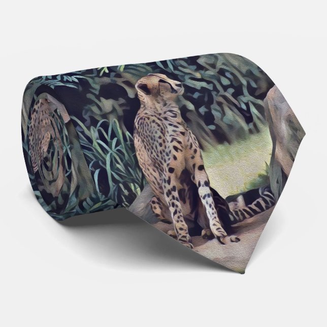 Jaguar Na Tinta De Óleo Da Floresta, Gravata De Pe (Rolled)