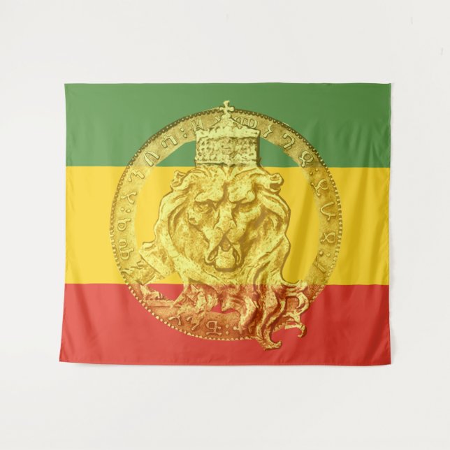 Jah Rastafari Lion da Tapeçaria de Muro Judah (Frente (Horizontal))