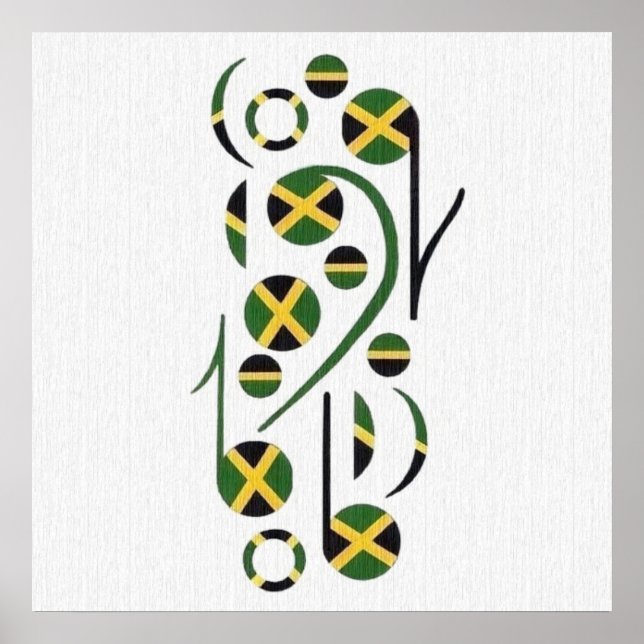 Jamaica Flag Musical Notes Poster (Frente)