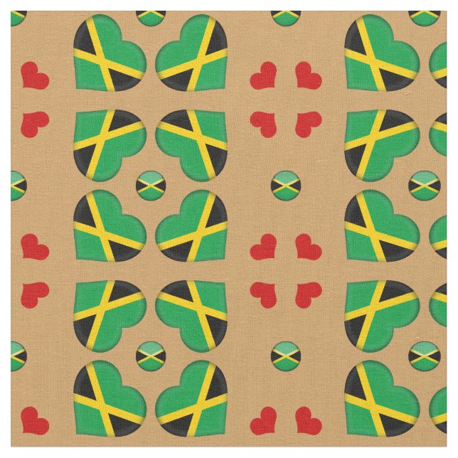 Jamaican Flag & Jamaica Hearts / Tecido de moda (Detalhe)
