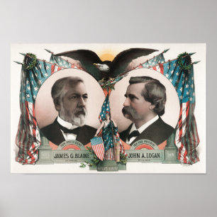 James G. Blaine e John A. Poster das eleições em
