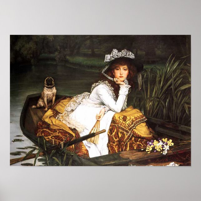 James Tissot Young Lady em um Poster de barco (Frente)