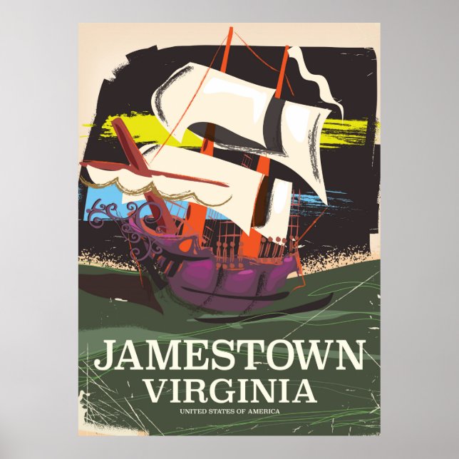 Jamestown, Virginia, viagens vintage poster (Frente)