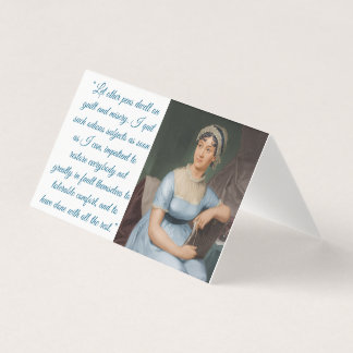 Jane Austen c/ citação (azul) Cartão Dobrado