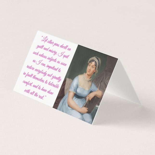 Jane Austen c/ citação (rosa) Cartão Dobrado (Frente)