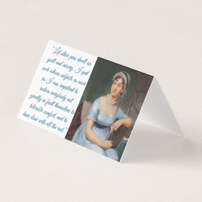 Jane Austen w/ quote (blue) Folded Card (Frente)