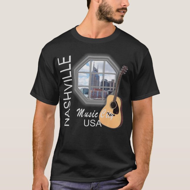 Janela de Nashville no t-shirt escuro dos homens (Frente)