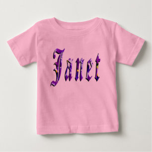 Janet, nome, logotipo, t-shirt cor-de-rosa dos