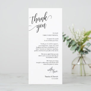 Janta De Casamento, Colocação De Cartões Obrigado