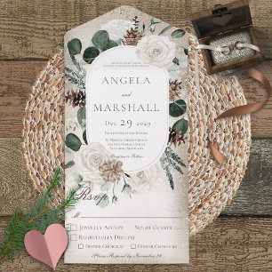 Janta Dourada Floral Branca Rustic Winter