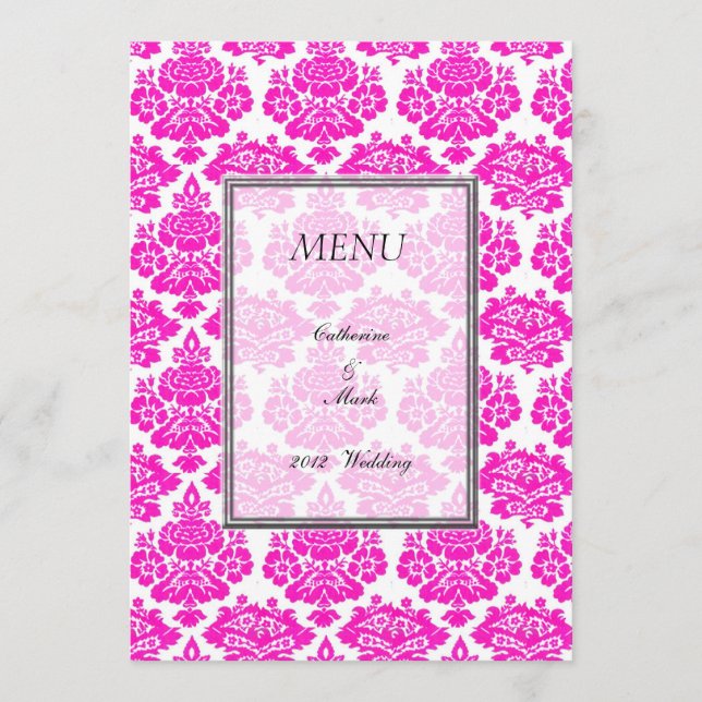 jantar cartão de menu, damask (Frente)