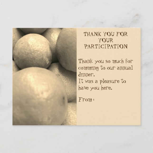 JANTAR CARTÕES DE AGRADECIMENTOS DE PARTICIPAÇÃO (Frente)