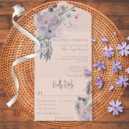 Jantar com Blush Floral Boho em Azul e Roxo de Pês