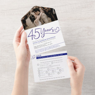 jantar de 45º aniversário de casamento azul RSVP f